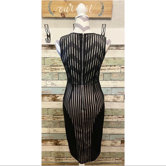 L'atiste by Amy Womens Dress Black Sleeveless Stripe Sheer Top Sheath Mini Med - Picture 8 of 8